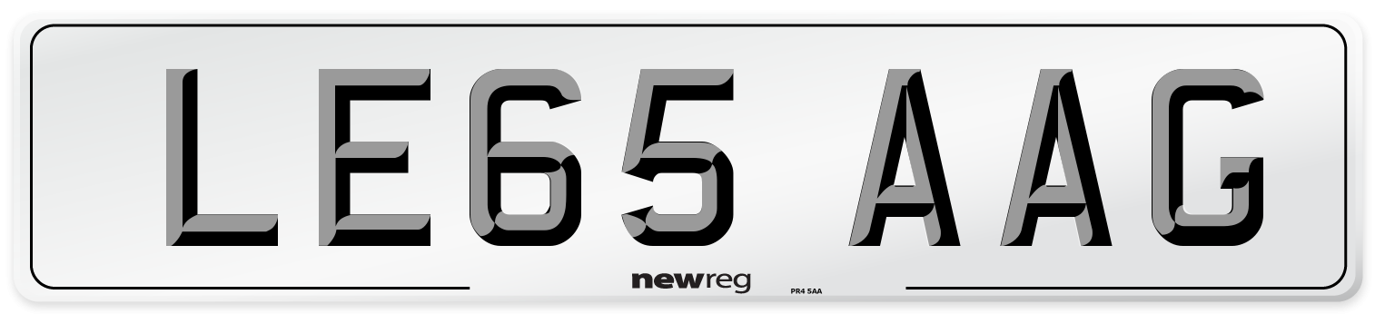 LE65 AAG Number Plate from New Reg